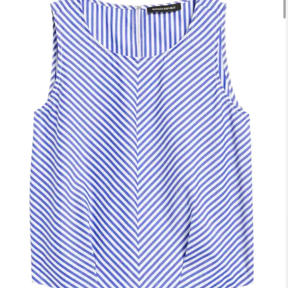 Banana Republic Boxy Blue and White Sleeveless Crop Top